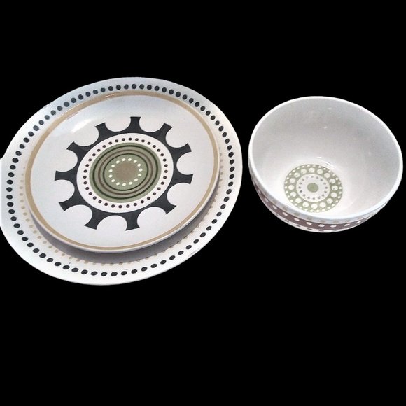 Rachael Ray Hand Painted Breakfast Set,  Farmhouse Kitchen, Plates and Bowls - Picture 10 of 13